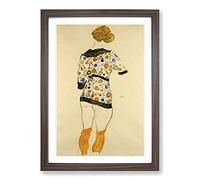 Big Box Art Nude Female Vol.2 by Egon Schiele Framed Wall Art Picture Print Ready to Hang, Walnut A2 (62 x 45 cm)
