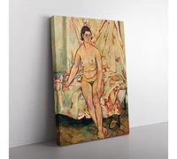 Big Box Art Nude Sitting On The Bed by Suzanne Valadon Canvas Wall Art Print Ready to Hang Picture, 76 x 50 cm (30 x 20 Inch), Gold, Brown, Cream