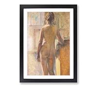 Big Box Art Nude Woman by Kuroda Seiki Framed Wall Art Picture Print Ready to Hang, Black A2 (62 x 45 cm)