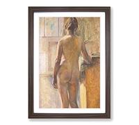 Big Box Art Nude Woman by Kuroda Seiki Framed Wall Art Picture Print Ready to Hang, Walnut A2 (62 x 45 cm)