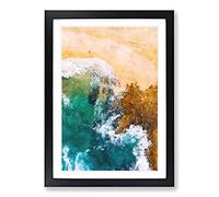 Big Box Art Ocean Beach in Australia Painting Framed Wall Art Picture Print Ready to Hang, Black A2 (62 x 45 cm)