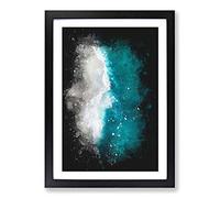 Big Box Art Ocean Kissing The Beach Paint Splash Framed Wall Art Picture Print Ready to Hang, Black A2 (62 x 45 cm)
