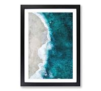 Big Box Art Ocean Kissing The Beach Painting Framed Wall Art Picture Print Ready to Hang, Black A2 (62 x 45 cm)