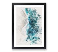 Big Box Art Ocean Kissing The Beach Watercolour Framed Wall Art Picture Print Ready to Hang, Black A2 (62 x 45 cm)