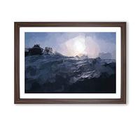 Big Box Art Ocean Moods in Abstract Framed Wall Art Picture Print Ready to Hang, Walnut A2 (62 x 45 cm)