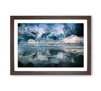 Big Box Art Ocean Reflections in Italy in Abstract Framed Wall Art Picture Print Ready to Hang, Walnut A2 (62 x 45 cm)