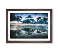 Big Box Art Ocean Reflections in Italy Painting Framed Wall Art Picture Print Ready to Hang, Walnut A2 (62 x 45 cm)