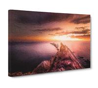 Big Box Art Ocean View from Spain Canvas Wall Art Framed Picture Print, 30 x 20 Inch (76 x 50 cm), Brown, Maroon, Mauve, Orange