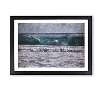 Big Box Art Ocean Wave Painting Framed Wall Art Picture Print Ready to Hang, Black A2 (62 x 45 cm)