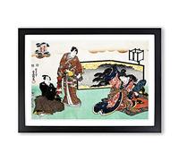 Big Box Art Offerings by Utagawa Kunisada Framed Wall Art Picture Print Ready to Hang, Black A2 (62 x 45 cm)