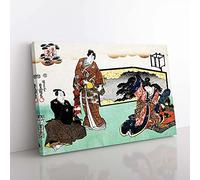 Big Box Art Offerings by Utagawa Kunisada Painting Canvas Wall Art Print Ready to Hang Picture, 76 x 50 cm (30 x 20 Inch), White, Beige, Brown, Black, Cream