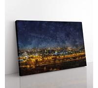 Big Box Art Old City in Jerusalem Israel Painting Canvas Wall Art Print Ready to Hang Picture, 76 x 50 cm (30 x 20 Inch), Blue, Brown, Grey