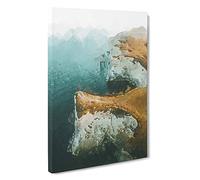 Big Box Art Old Harry Rocks in Dorset Canvas Wall Art Framed Picture Print, 30 x 20 Inch (76 x 50 cm), White, Green, Turquoise, Olive, Green
