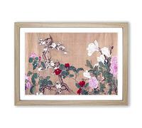 Big Box Art One Hundred Flowers Vol.1 by Yun Shouping Framed Wall Art Picture Print Ready to Hang, Oak A2 (62 x 45 cm)