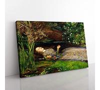 Big Box Art Ophelia by John Everett Millais Canvas Wall Art Print Ready to Hang Picture, 76 x 50 cm (30 x 20 Inch), Brown, Green, Cream