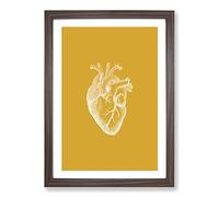 Big Box Art Orange Anatomical Heart Framed Wall Art Picture Print Ready to Hang, Walnut A2 (62 x 45 cm)
