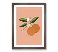 Big Box Art Orange Blossom Beige V2 Framed Wall Art Picture Print Ready to Hang, Walnut A2 (62 x 45 cm)
