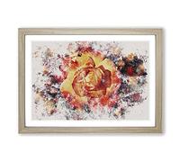 Big Box Art Orange Rose Flower Watercolour Framed Wall Art Picture Print Ready to Hang, Oak A2 (62 x 45 cm)