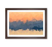 Big Box Art Orange Sunset in Greece in Abstract Framed Wall Art Picture Print Ready to Hang, Walnut A2 (62 x 45 cm)
