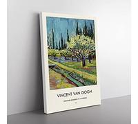 Big Box Art Orchard Bordered by Cypresses Vincent Van Gogh Canvas Wall Art Print Ready to Hang Picture, 76 x 50 cm (30 x 20 Inch), Exhibition