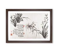 Big Box Art Orchids & Bamboo Vol.1 by Zheng Xie Framed Wall Art Picture Print Ready to Hang, Walnut A2 (62 x 45 cm)