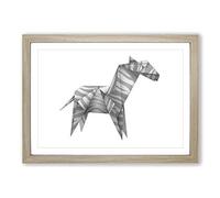 Big Box Art Origami Zebra Framed Wall Art Picture Print Ready to Hang, Oak A2 (62 x 45 cm)