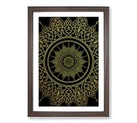 Big Box Art Ornamental Circles in Gold Framed Wall Art Picture Print Ready to Hang, Walnut A2 (62 x 45 cm)