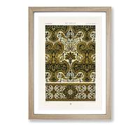 Big Box Art Ornate 17th Century Pattern by Albert Racinet Framed Wall Art Picture Print Ready to Hang, Oak A2 (62 x 45 cm)