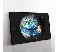 Big Box Art Our Planet Earth Paint Splash Canvas Wall Art Print Ready to Hang Picture, 76 x 50 cm (30 x 20 Inch), White, Grey, Black