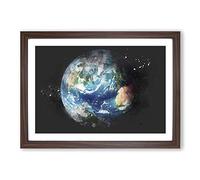Big Box Art Our Planet Earth Paint Splash Framed Wall Art Picture Print Ready to Hang, Walnut A2 (62 x 45 cm)