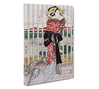 Big Box Art Overlooking The Sumida River by Kikukawa Eizan Painting Canvas Wall Art Framed Picture Print, 30 x 20 Inch (76 x 50 cm), Grey, Black, Brown, Red