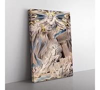 Big Box Art Overwhelmed by Satan by William Blake Canvas Wall Art Print Ready to Hang Picture, 76 x 50 cm (30 x 20 Inch), Beige, Grey, Brown