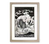 Big Box Art Owls at Winter by Theo Van Hoytema Framed Wall Art Picture Print Ready to Hang, Oak A2 (62 x 45 cm)