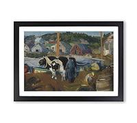 Big Box Art Ox Team, Matinicus Wharf by George Bellows Framed Wall Art Picture Print Ready to Hang, Black A2 (62 x 45 cm)