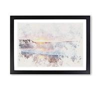 Big Box Art Pacific Coast Sunset Watercolour Framed Wall Art Picture Print Ready to Hang, Black A2 (62 x 45 cm)