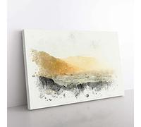 Big Box Art Pacific Ocean in California in Abstract Canvas Wall Art Print Ready to Hang Picture, 76 x 50 cm (30 x 20 Inch), White, Beige, Grey, Grey