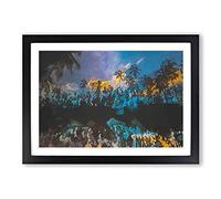 Big Box Art Palm Tree Reflection in The Maldives in Abstract Framed Wall Art Picture Print Ready to Hang, Black A2 (62 x 45 cm)