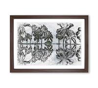 Big Box Art Palm Tree Reflections in Mauritius Sketch Framed Wall Art Picture Print Ready to Hang, Walnut A2 (62 x 45 cm)