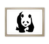 Big Box Art Panda Black and White Framed Wall Art Picture Print Ready to Hang, Oak A2 (62 x 45 cm)