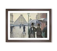 Big Box Art Paris Street On A Rainy Day by Gustave Caillebotte Framed Wall Art Picture Print Ready to Hang, Walnut A2 (62 x 45 cm)