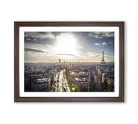 Big Box Art Paris Sunlight Skyline Framed Wall Art Picture Print Ready to Hang, Walnut A2 (62 x 45 cm)