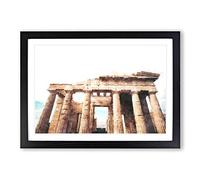 Big Box Art Parthenon in Greece Painting Framed Wall Art Picture Print Ready to Hang, Black A2 (62 x 45 cm)