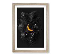 Big Box Art Partial Solar Eclipse Paint Splash Framed Wall Art Picture Print Ready to Hang, Oak A2 (62 x 45 cm)