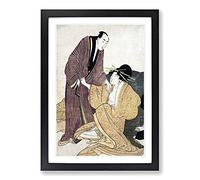Big Box Art Parting Lovers by Kitagawa Utamaro Framed Wall Art Picture Print Ready to Hang, Black A2 (62 x 45 cm)