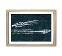 Big Box Art Passing Boats in Perth Australia Painting Framed Wall Art Picture Print Ready to Hang, Oak A2 (62 x 45 cm)