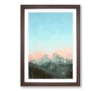 Big Box Art Pastel Sky Over The Mountains of Italy in Abstract Framed Wall Art Picture Print Ready to Hang, Walnut A2 (62 x 45 cm)