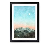 Big Box Art Pastel Sky Over The Mountains of Italy Painting Framed Wall Art Picture Print Ready to Hang, Black A2 (62 x 45 cm)