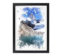 Big Box Art Patagonia Argentina Glacier Landscape V3 Framed Wall Art Picture Print Ready to Hang, Black A2 (62 x 45 cm)