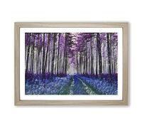 Big Box Art Path Through a Purple Forest in Abstract Framed Wall Art Picture Print Ready to Hang, Oak A2 (62 x 45 cm)