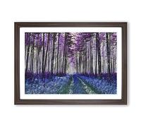 Big Box Art Path Through a Purple Forest in Abstract Framed Wall Art Picture Print Ready to Hang, Walnut A2 (62 x 45 cm)